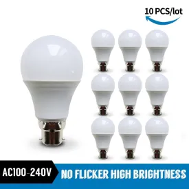10pcs/lot LED Bulb B22 Lamp Bayonet Lampasa 21W 18W 15W 12W 9W 6W 3W Cold White Warm White Ball Light  Bombill AC 110V 220V 240V