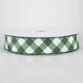 1.5" Diagonal Check Ribbon: Emerald Green & White (50 Yards)