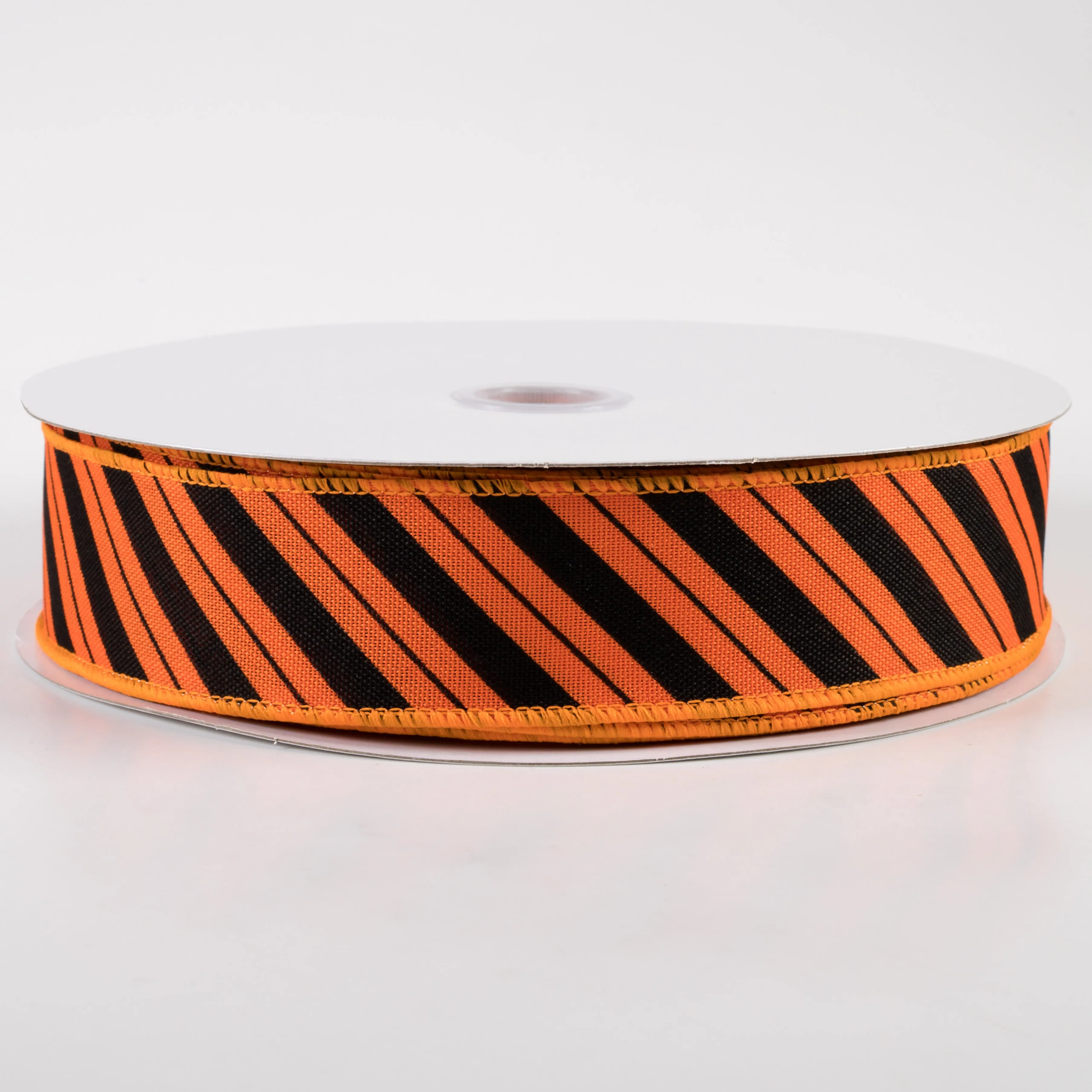 1.5" Diagonal Line Ribbon: Orange & Black (50 Yards)
