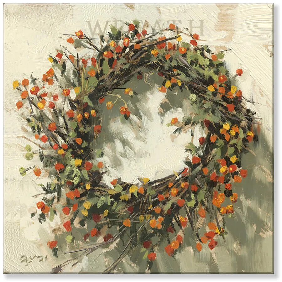 20"X20" Fall Wreath Giclee Wall Art