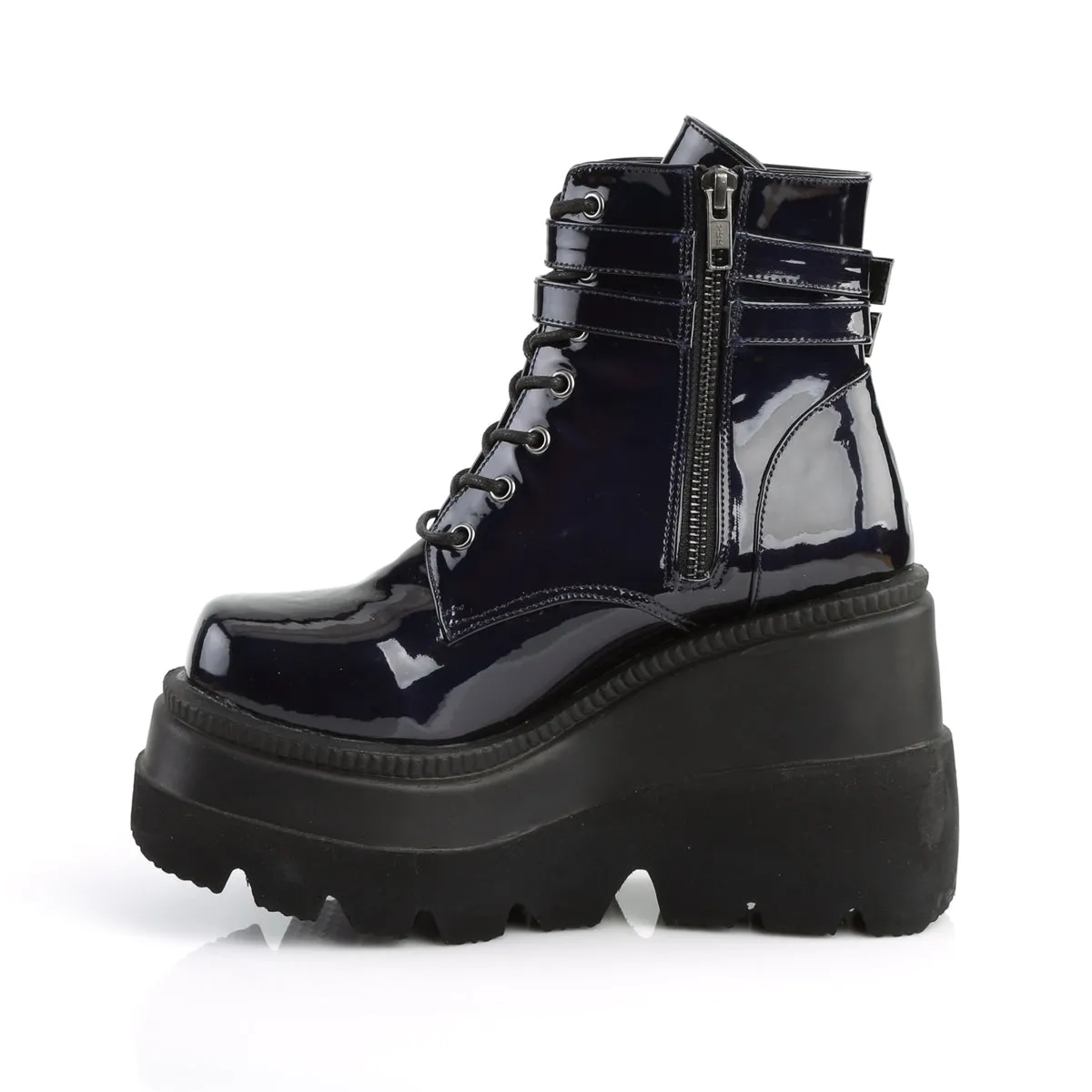 4 Inch Wedge Platform SHAKER-52 Black  Hologram
