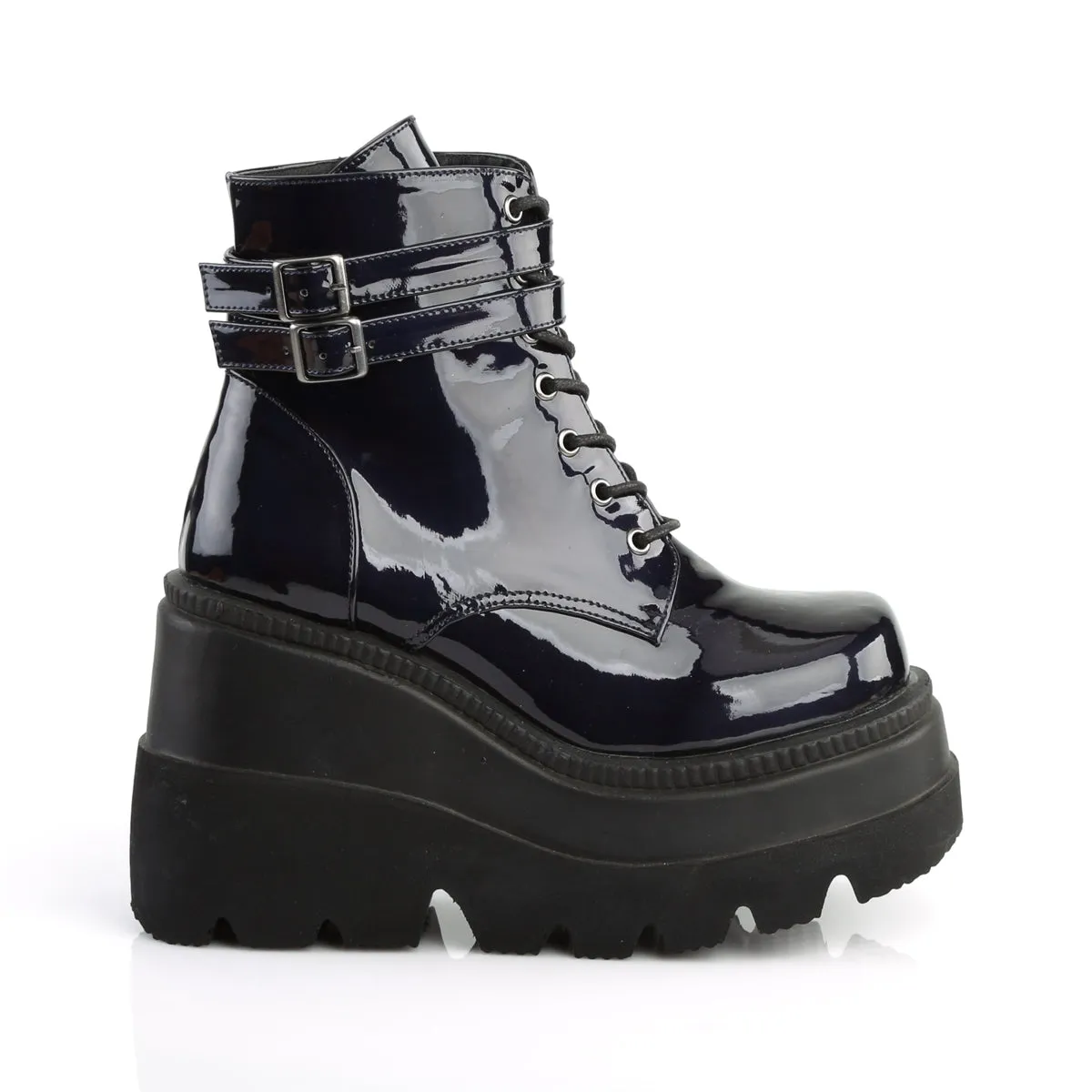 4 Inch Wedge Platform SHAKER-52 Black  Hologram
