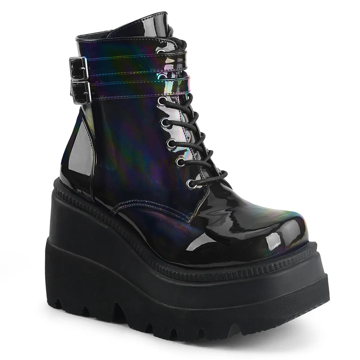 4 Inch Wedge Platform SHAKER-52 Black  Hologram