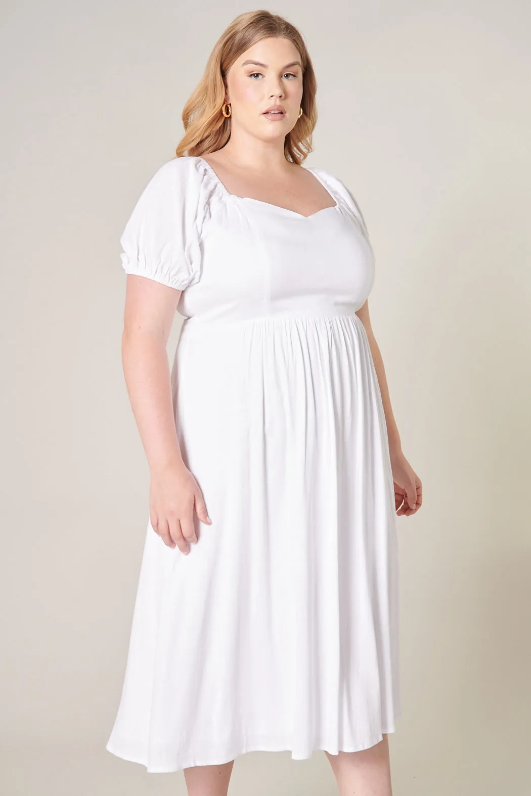 Alessi Puff Sleeve Midi Dress Curve