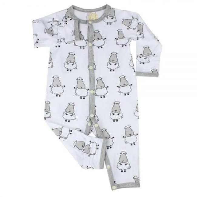 Baa Baa Sheepz Button Long Sleeve Romper – White Big Sheep