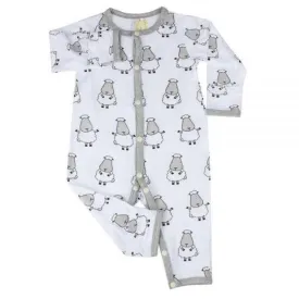 Baa Baa Sheepz Button Long Sleeve Romper – White Big Sheep