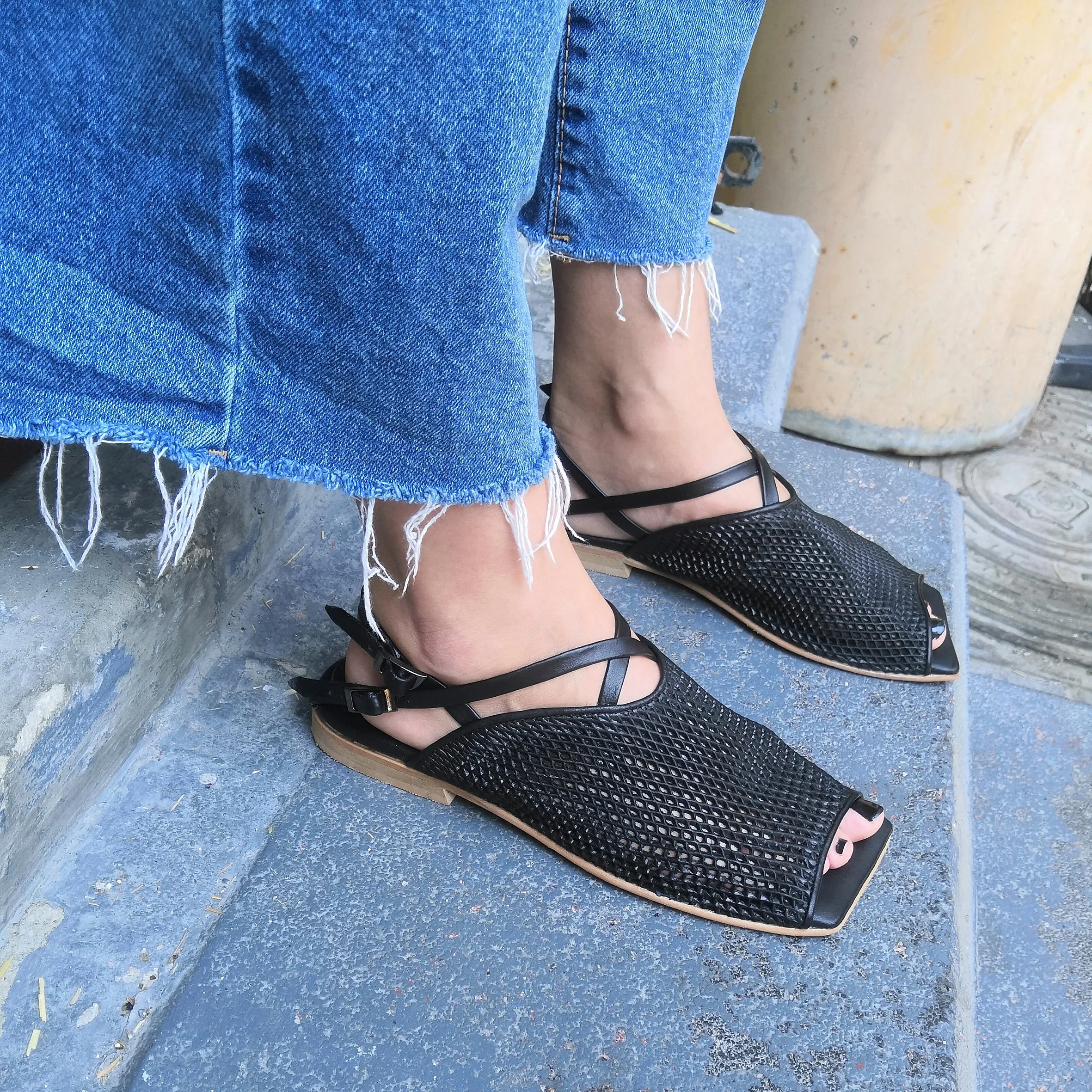 Black Net Sandals
