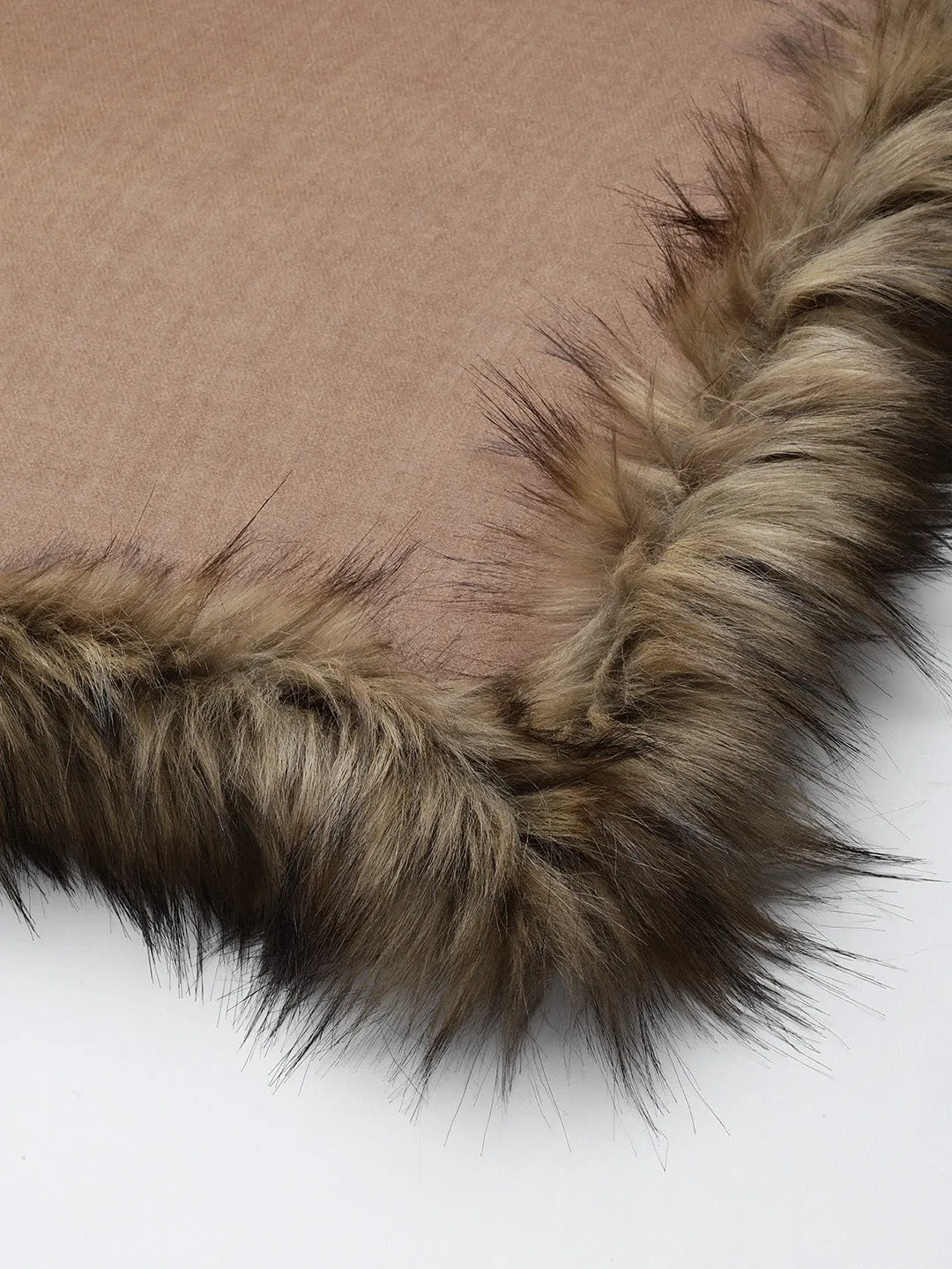 Brown Wool shawl with fur, fur shawl online
