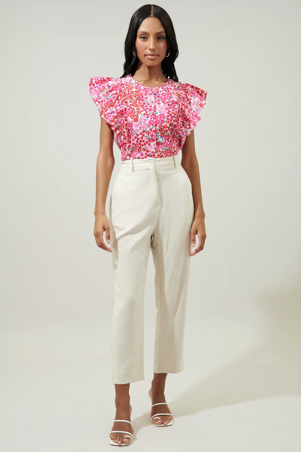 Caicos Floral Vance Button Front Blouse