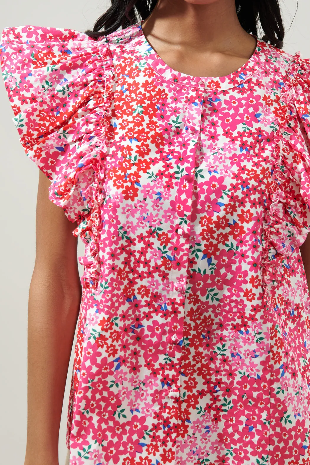 Caicos Floral Vance Button Front Blouse