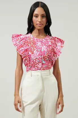 Caicos Floral Vance Button Front Blouse