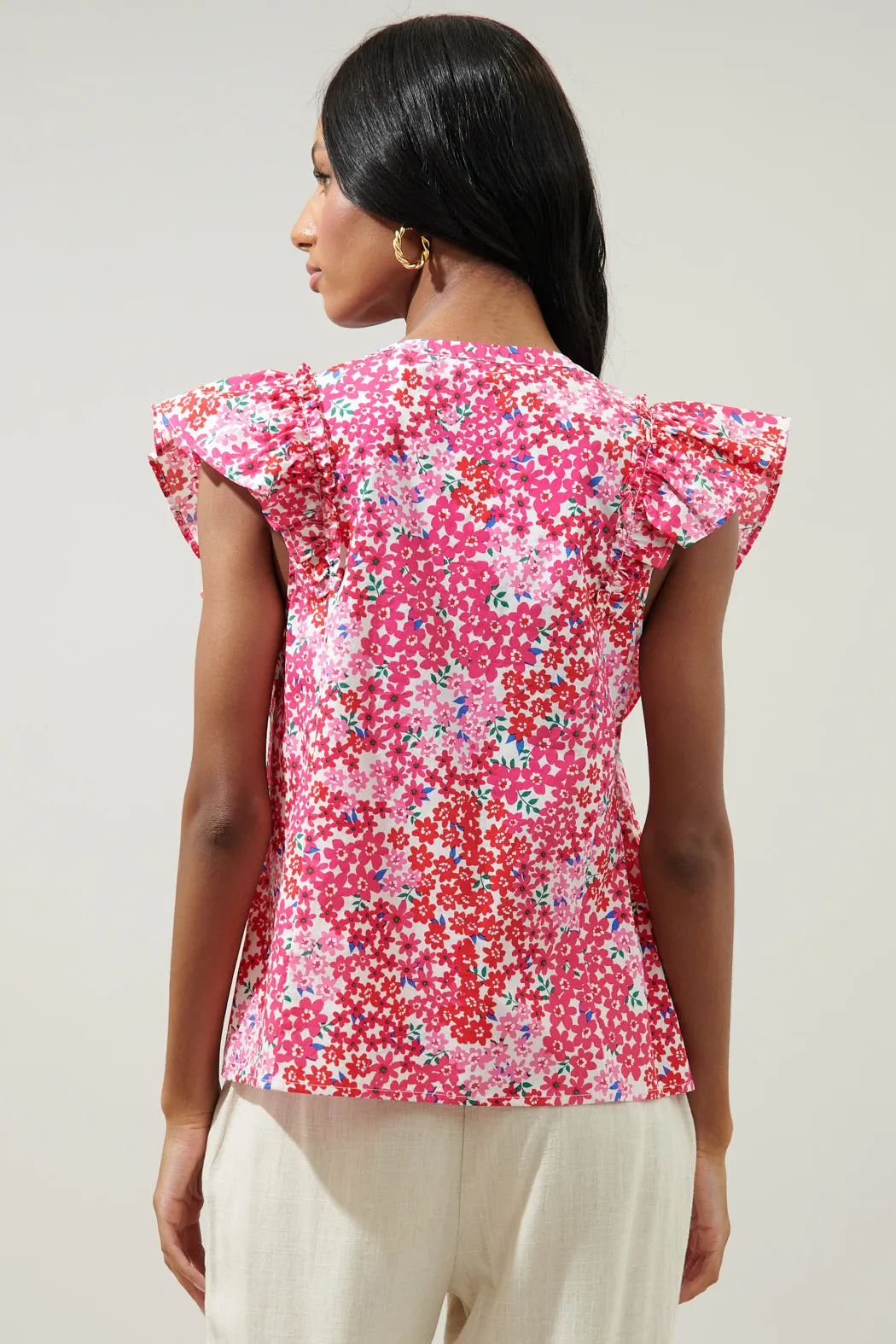 Caicos Floral Vance Button Front Blouse