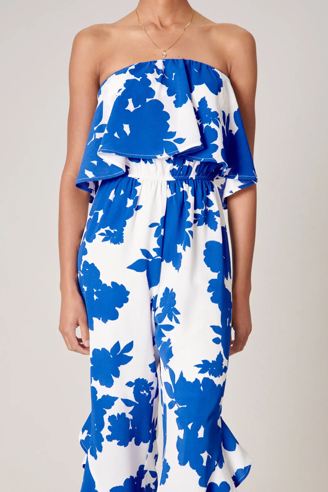 Calypso Floral Lanah Strapless Ruffle Jumpsuit