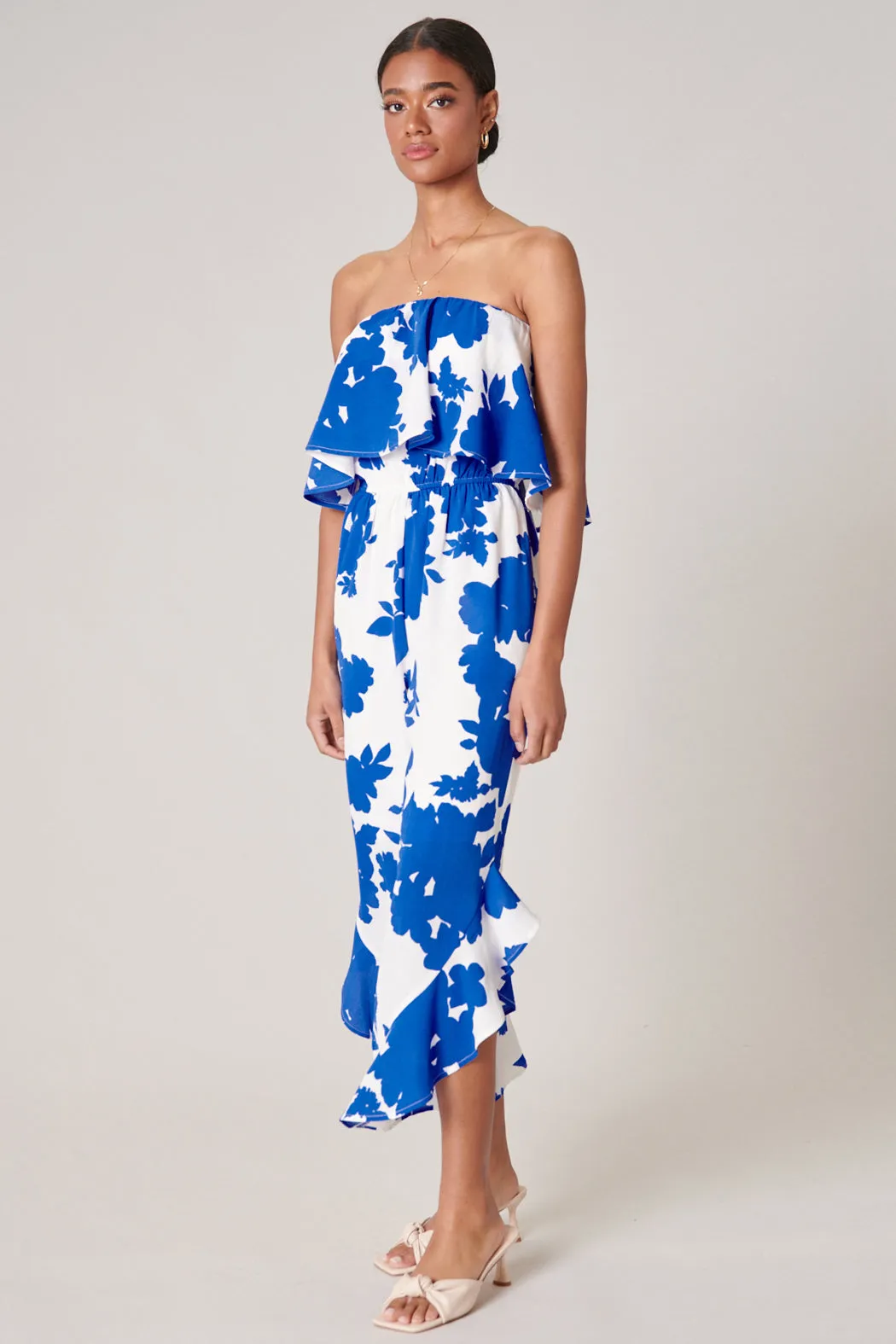 Calypso Floral Lanah Strapless Ruffle Jumpsuit