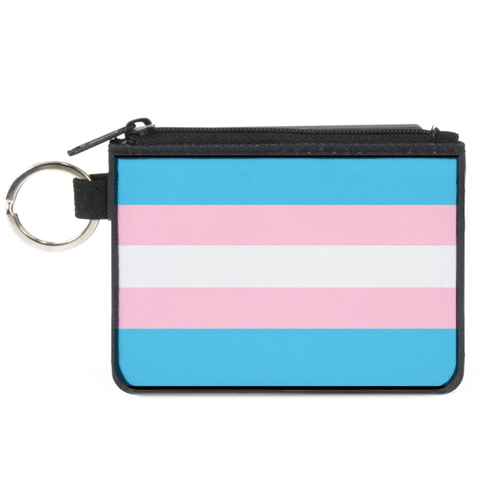 Canvas Zipper Wallet - MINI X-SMALL - Flag Transgender Baby Blue Baby Pink White by Buckle-Down