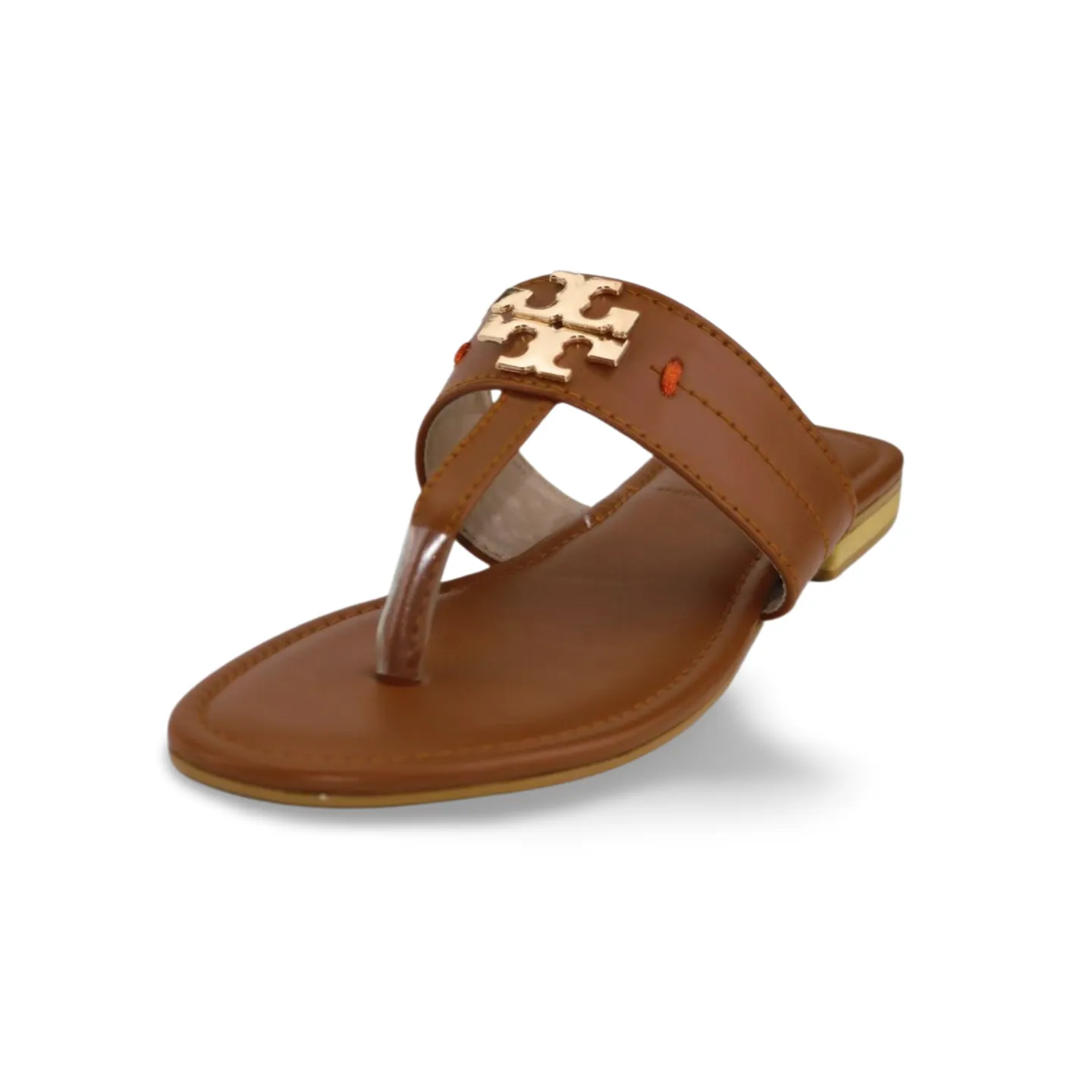 Chic Women's Flat Thong Sandals with Gold Logo