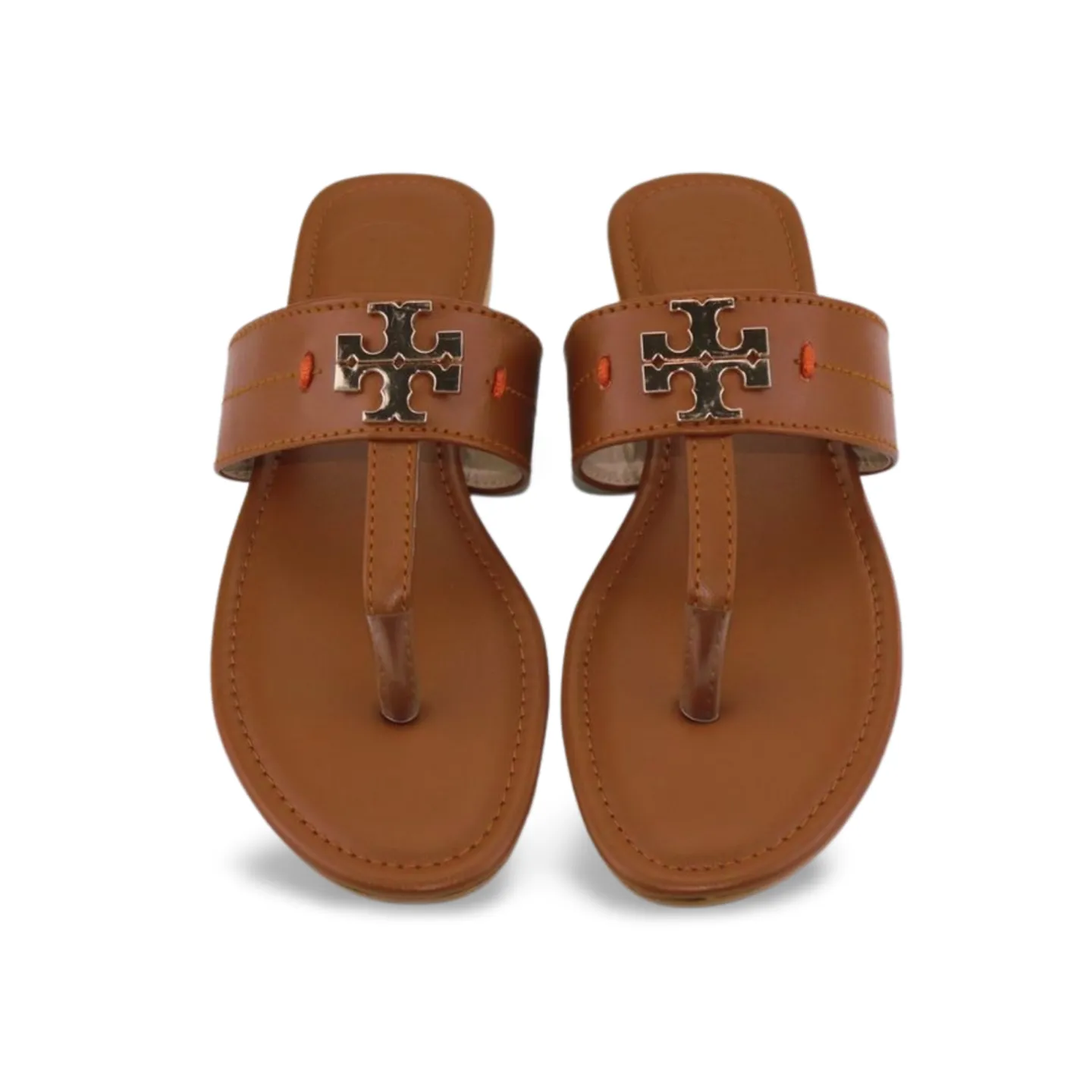 Chic Women's Flat Thong Sandals with Gold Logo