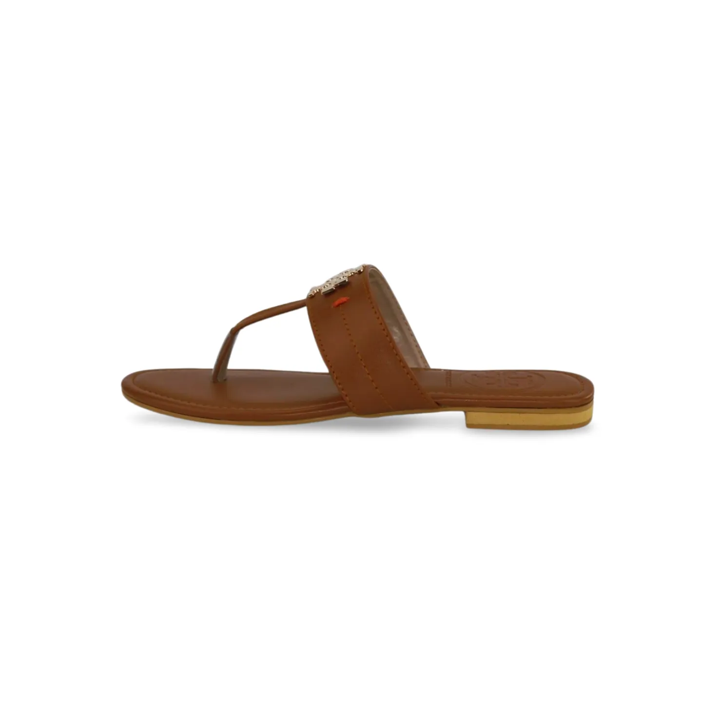 Chic Women's Flat Thong Sandals with Gold Logo