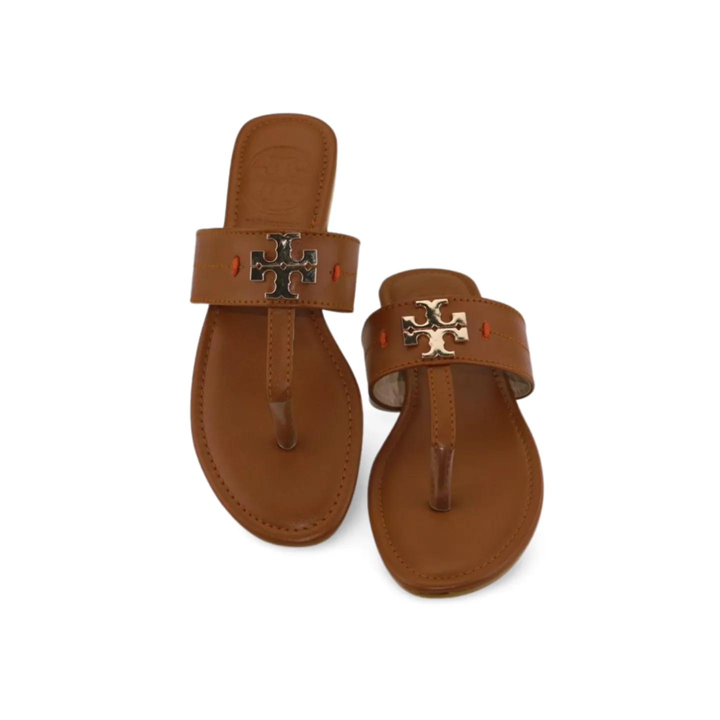 Chic Women's Flat Thong Sandals with Gold Logo