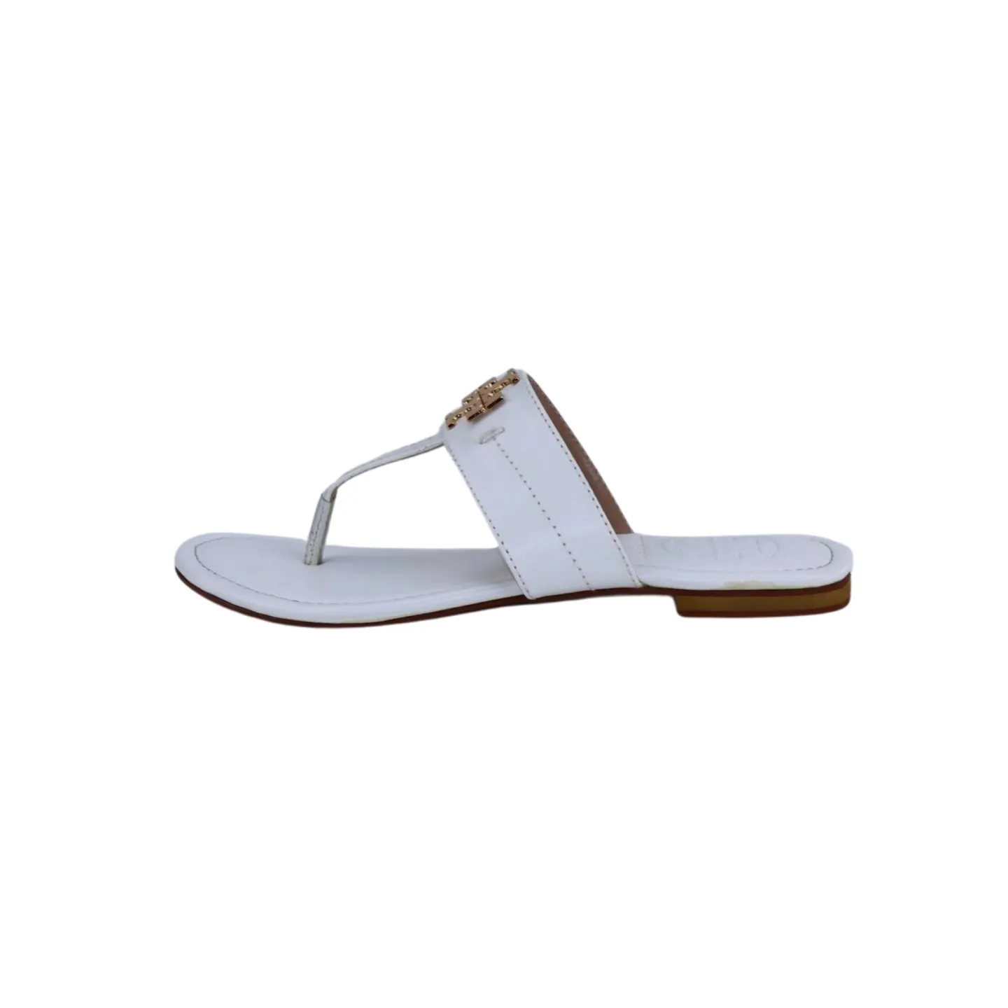 Chic Women's Flat Thong Sandals with Gold Logo