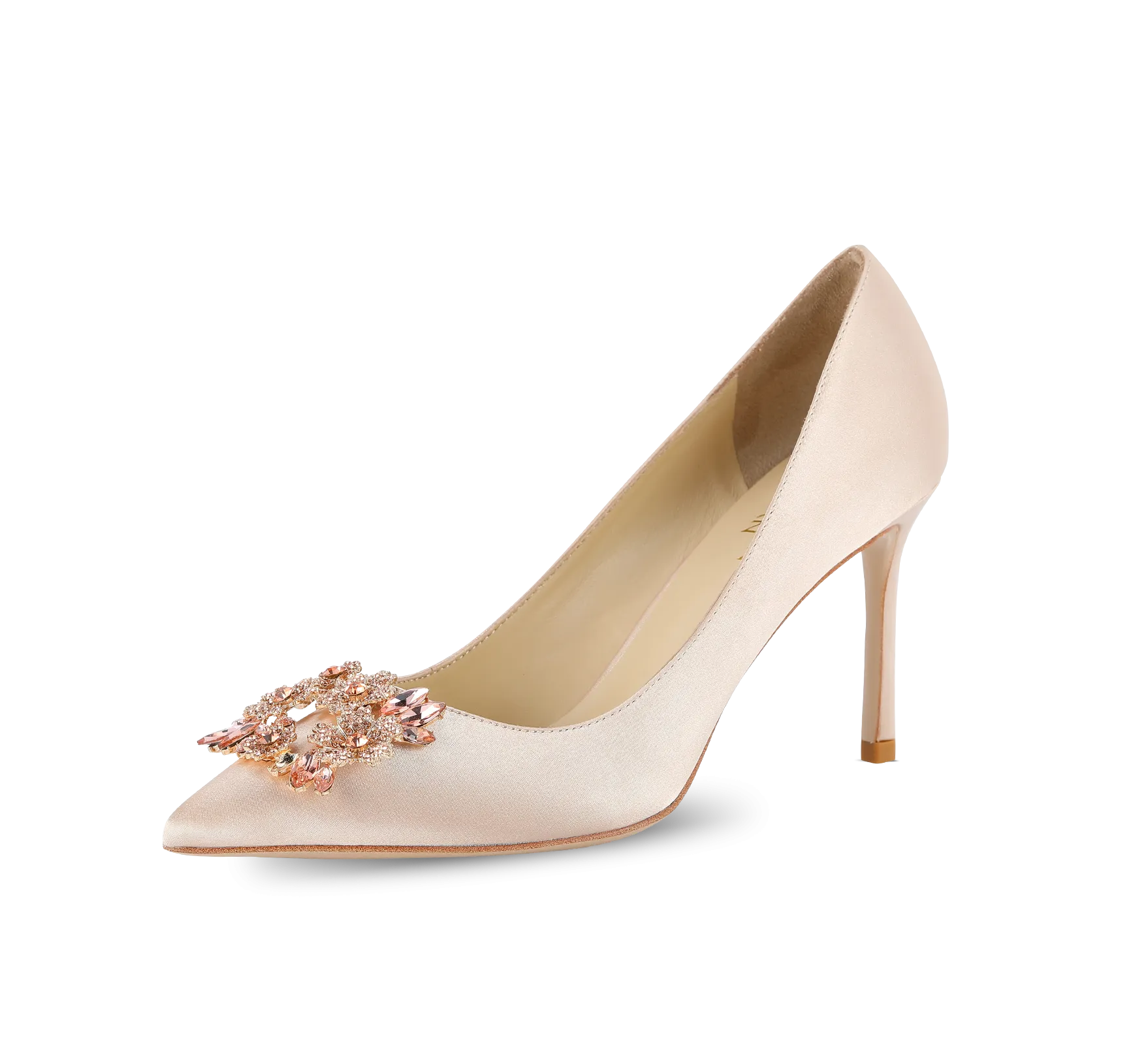 Crystal Buckle Satin Pumps