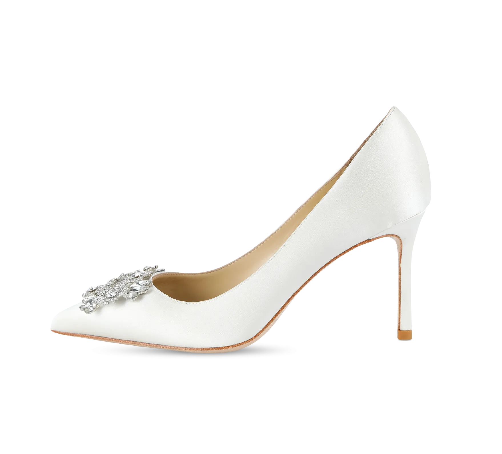 Crystal Buckle Satin Pumps