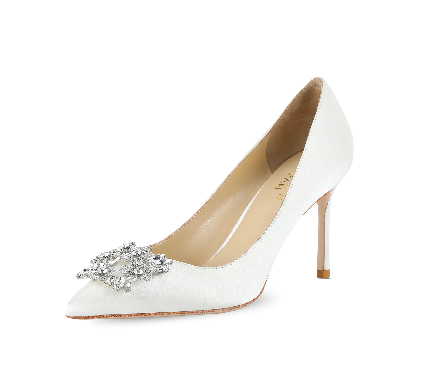 Crystal Buckle Satin Pumps