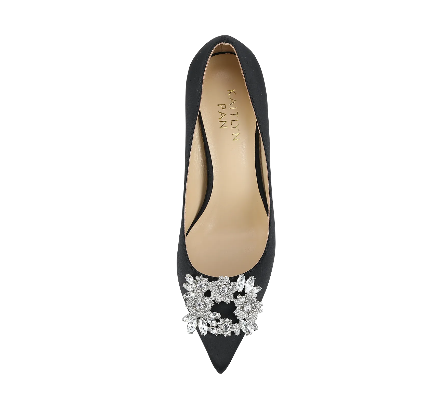 Crystal Buckle Satin Pumps