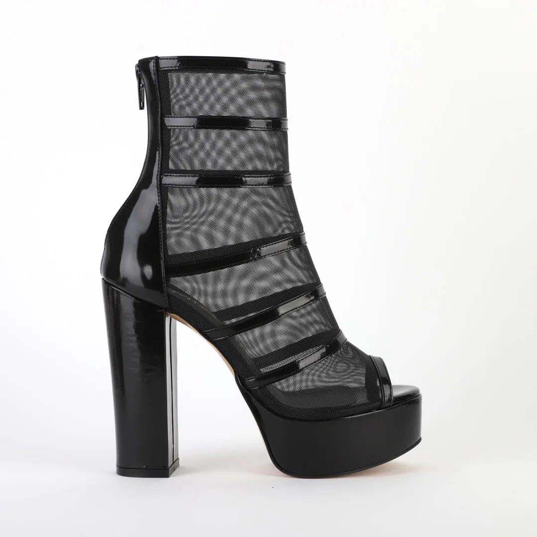 DEARME BLACK - mesh platform boots