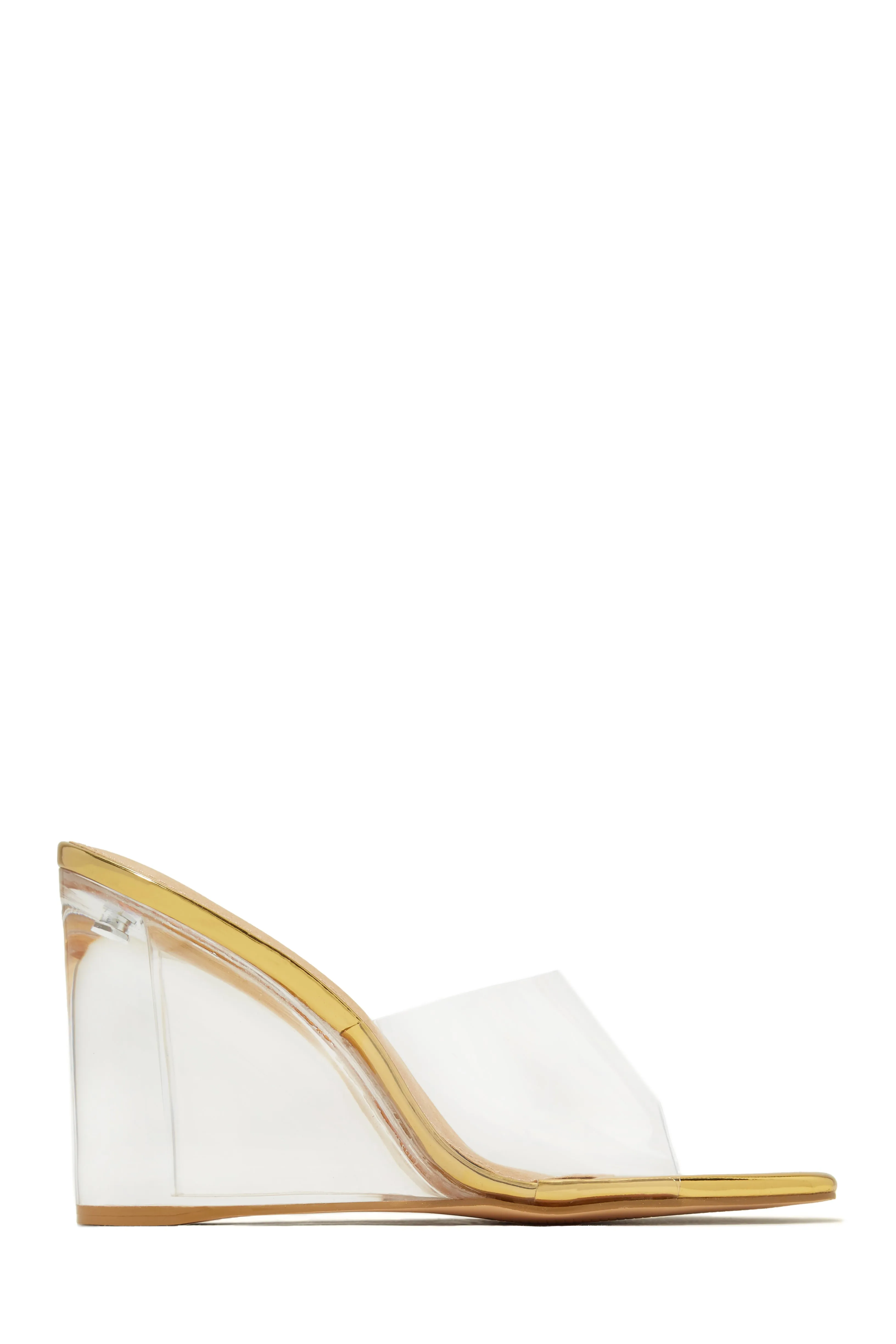 Devica Clear Wedge Heel Mules - Black