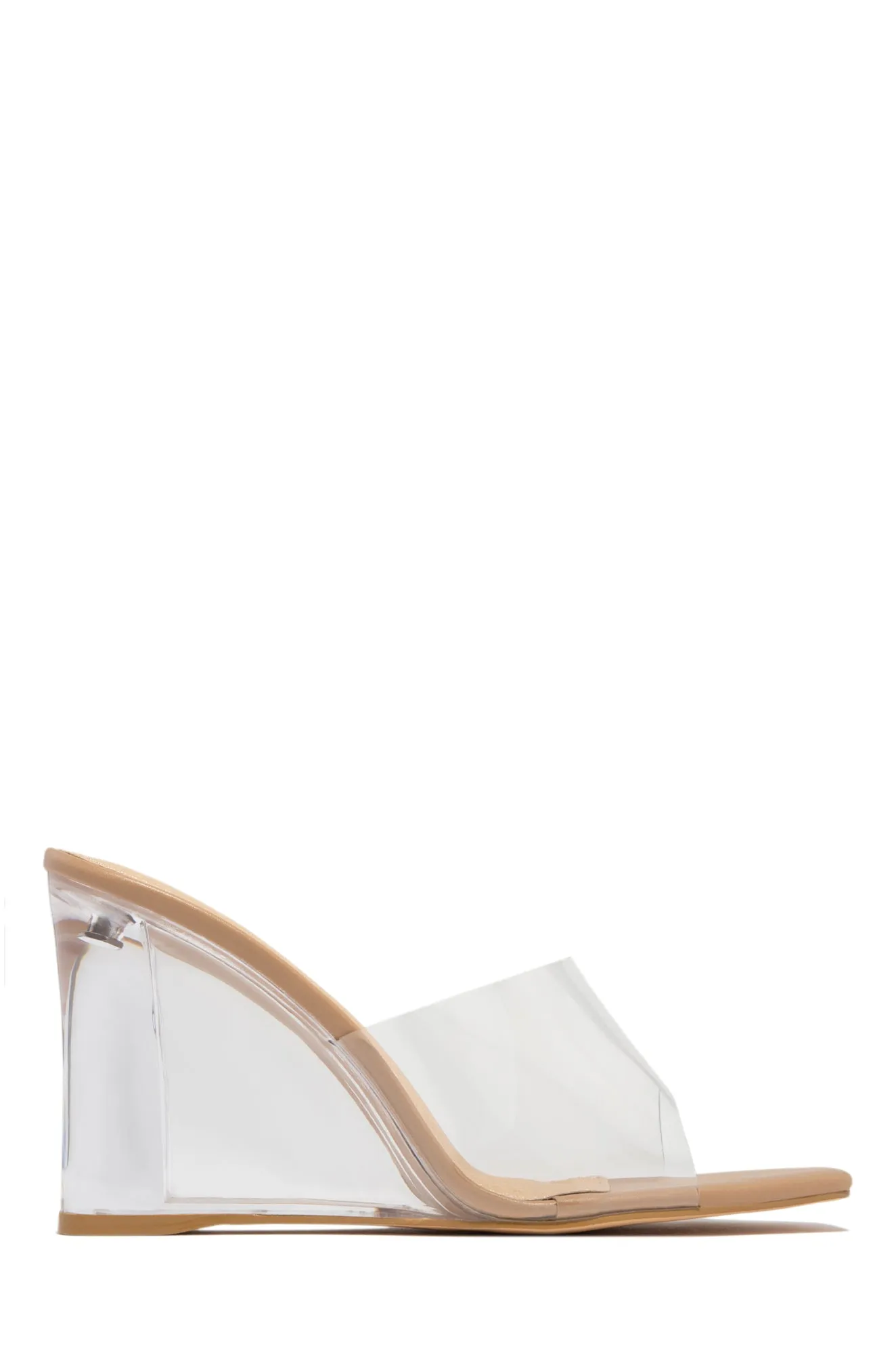Devica Clear Wedge Heel Mules - Black