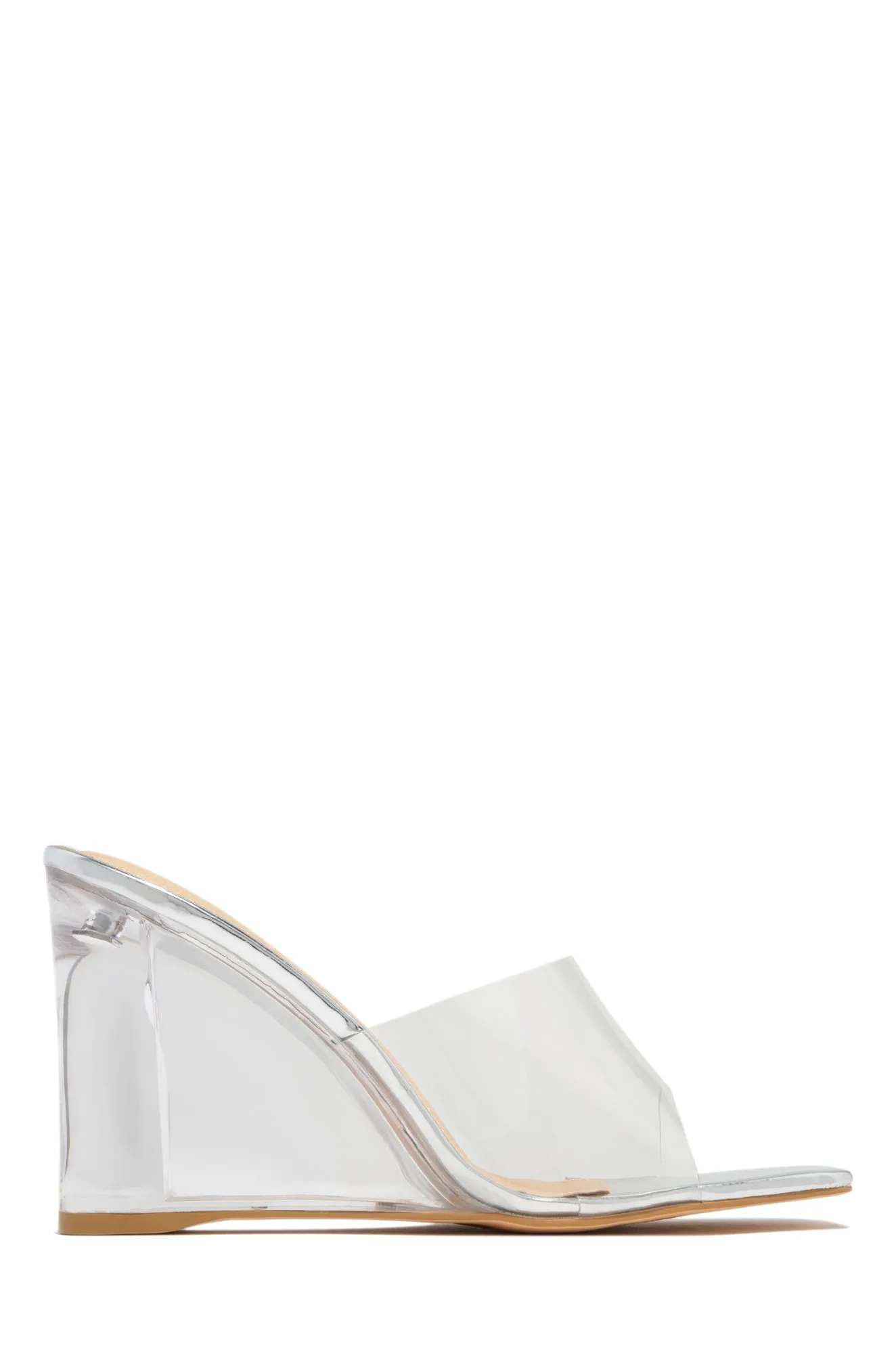 Devica Clear Wedge Heel Mules - Black
