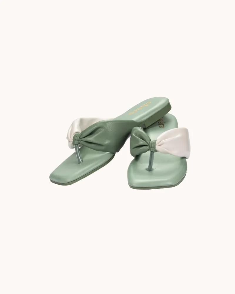 Green Hip Dual Tone Strap Flats for Women