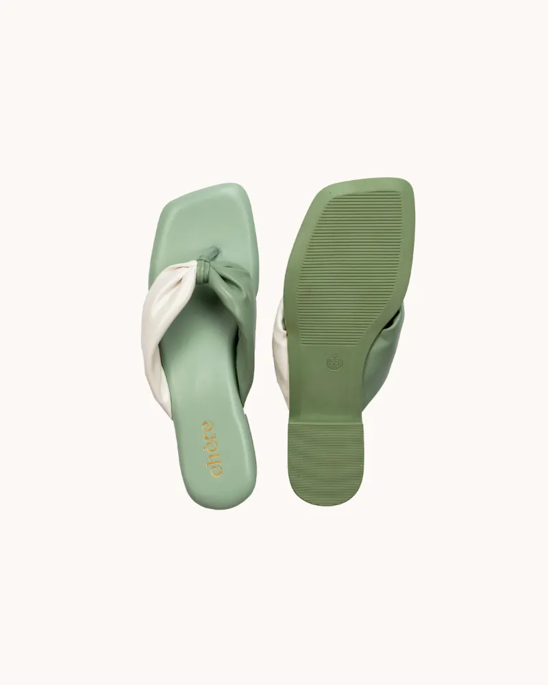 Green Hip Dual Tone Strap Flats for Women