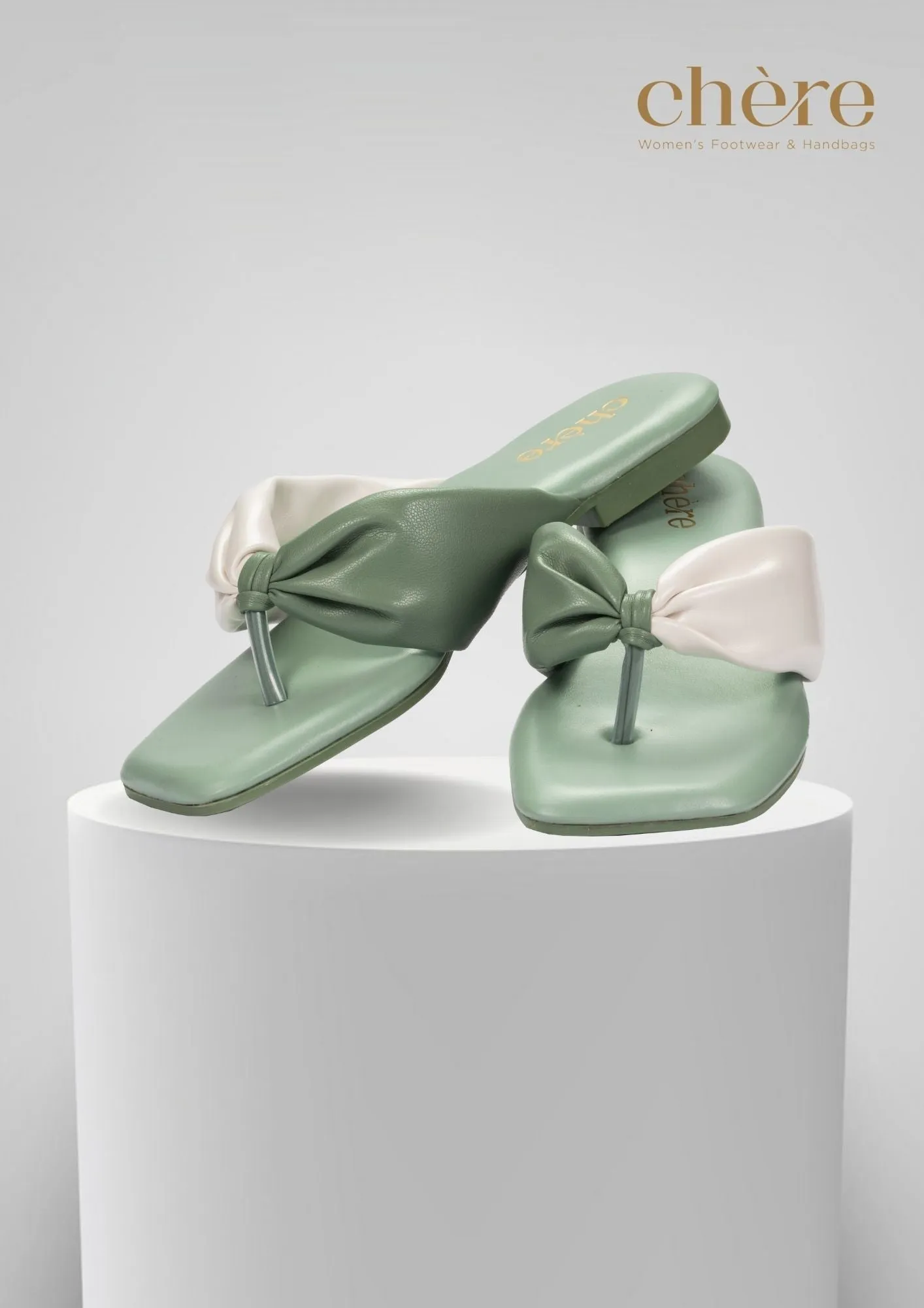Green Hip Dual Tone Strap Flats for Women