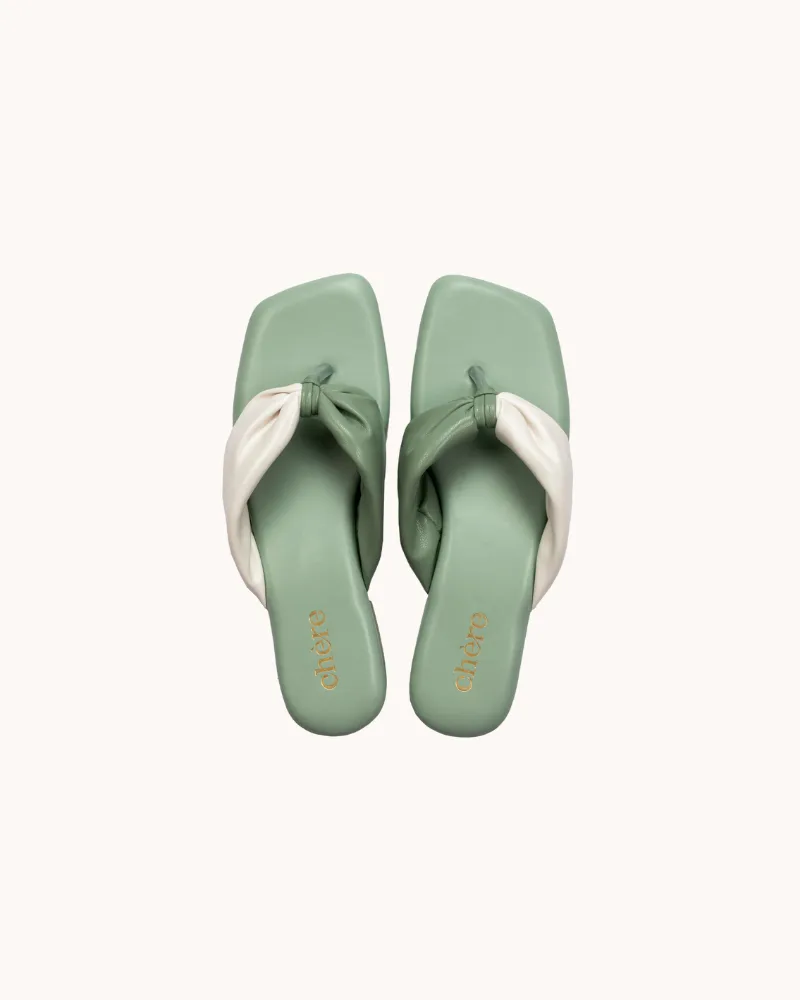 Green Hip Dual Tone Strap Flats for Women