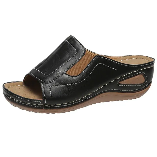 Groovywish Summer Sandals For Women Flexible Width Shock-resistant Modern Slides