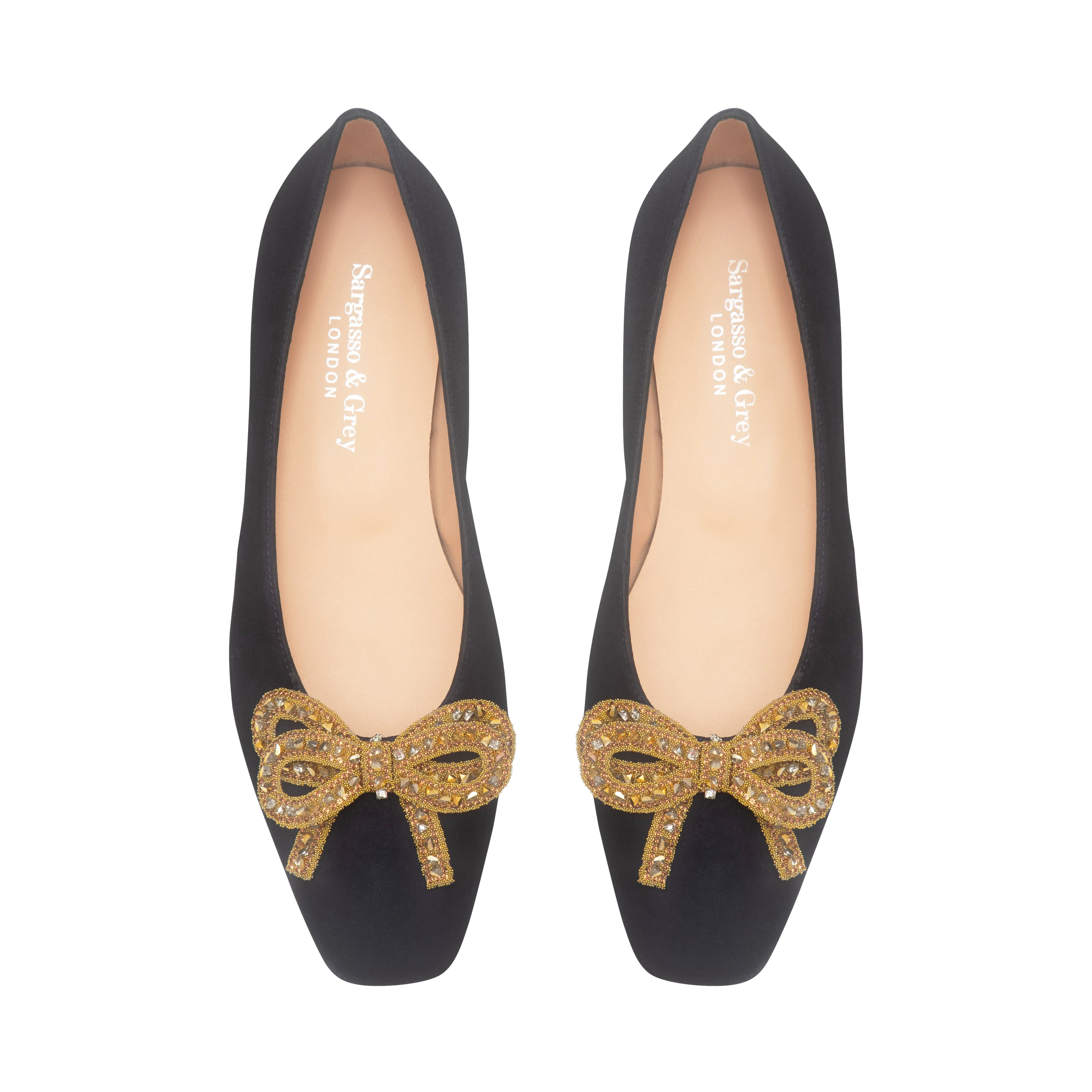 Kelly Wide Fit Bow Ballet Flats - Navy Suede