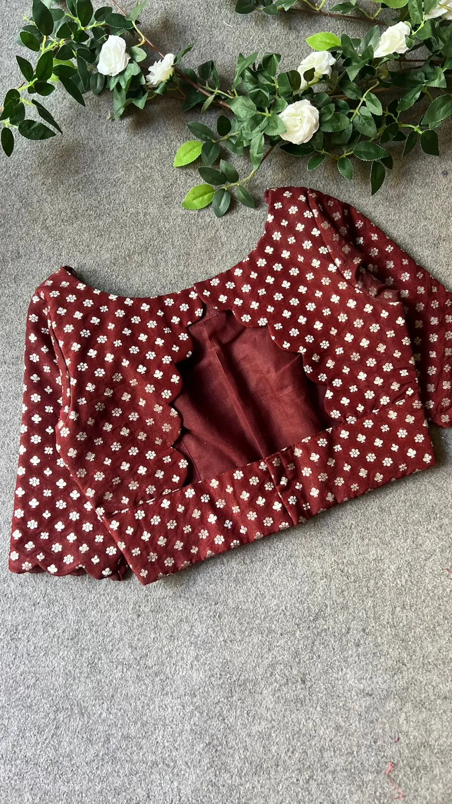 Maroon georgette saree with banarasi blouse