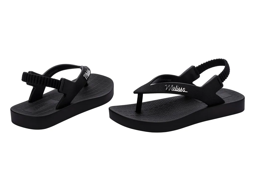 Mini Melissa Sun Long Beach Babies Flat Black Sandals