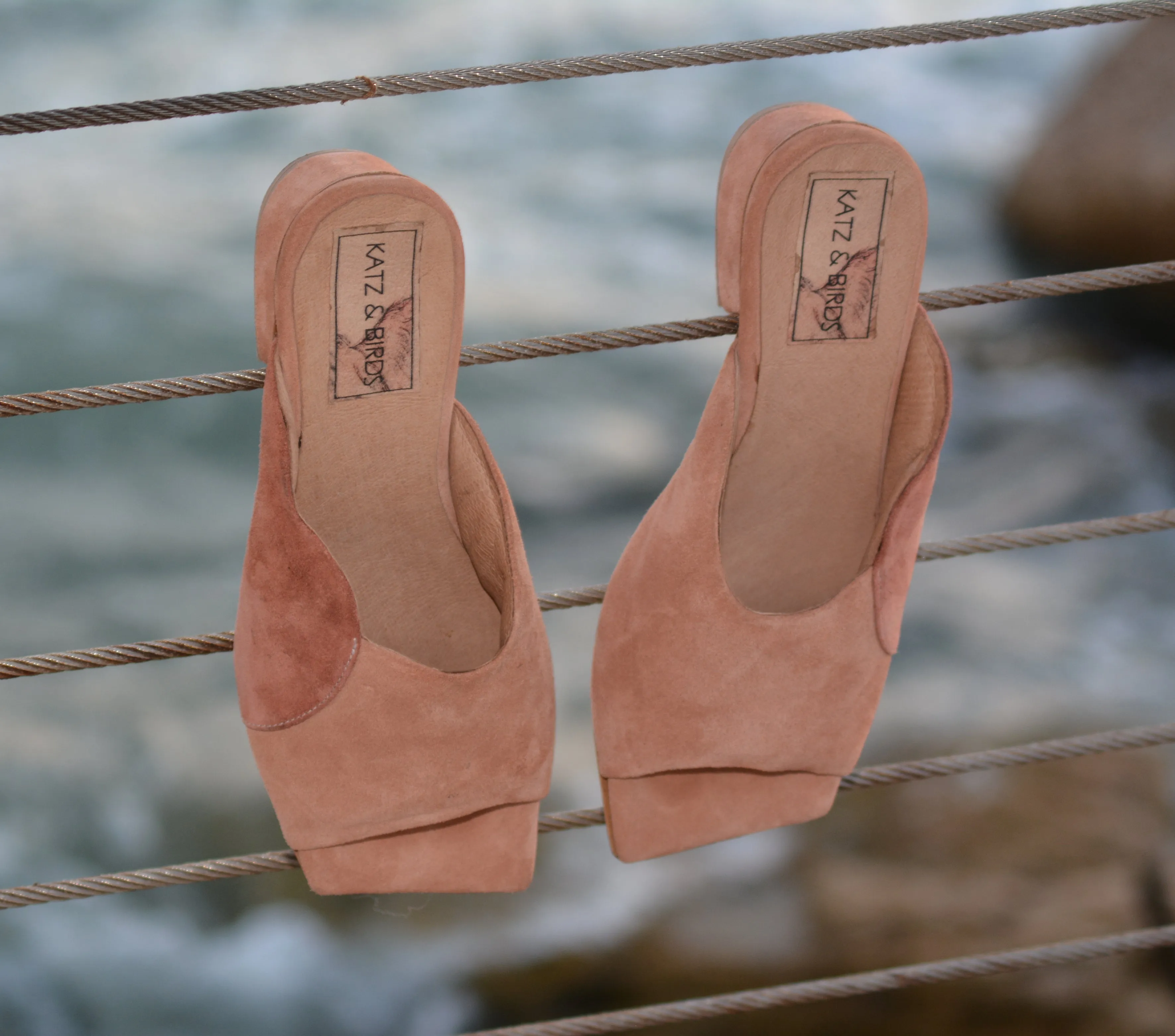 Pink Clouds - Square Toe Suede Sandals