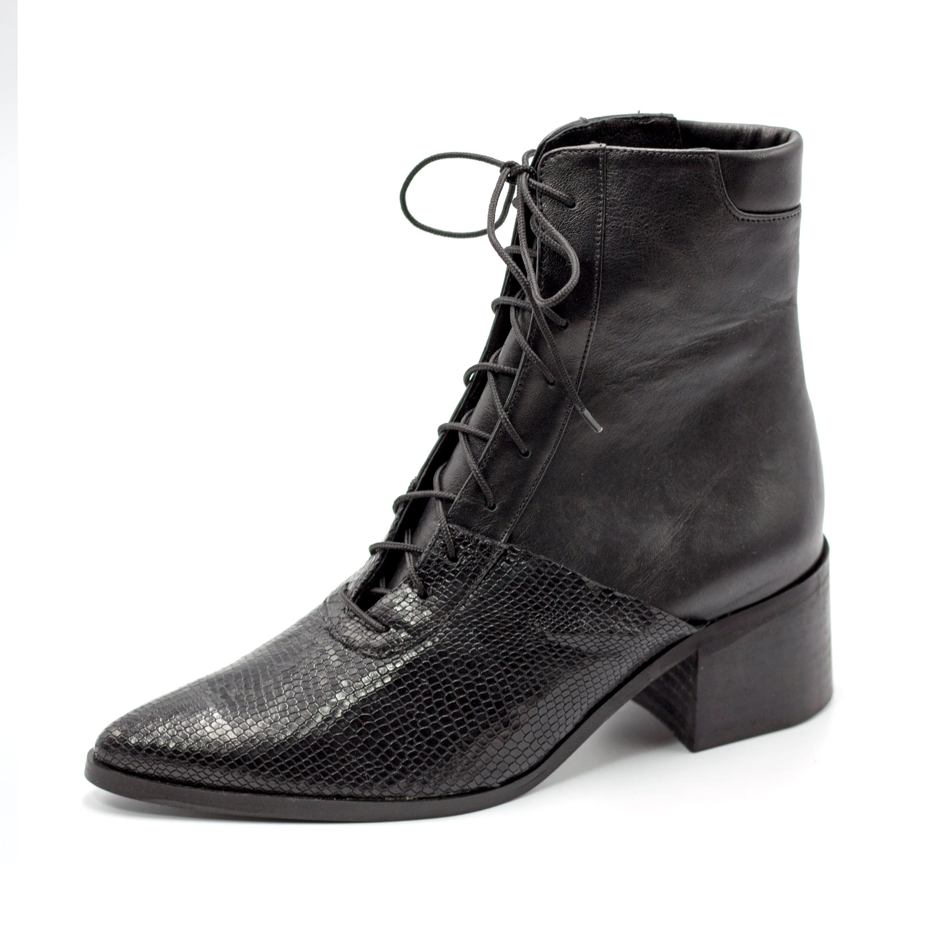 Quartz - Black Lace Up Boots