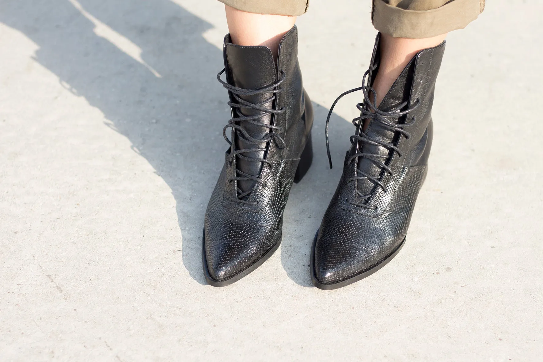 Quartz - Black Lace Up Boots