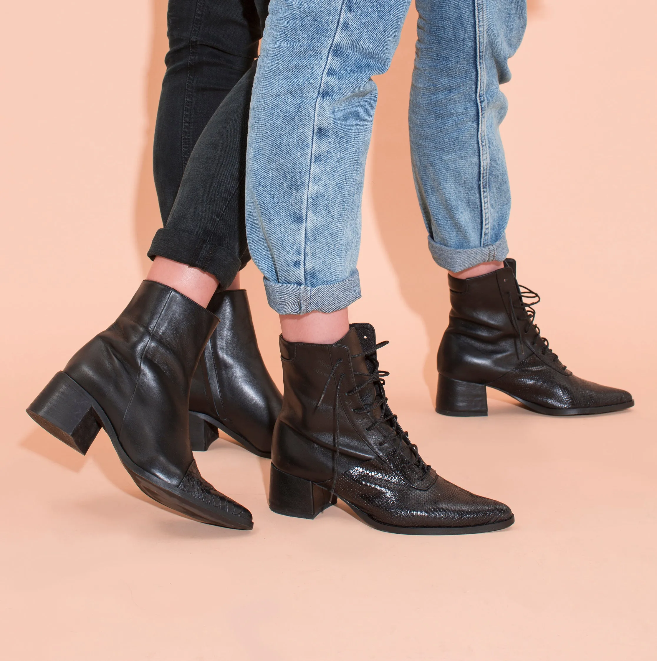 Quartz - Black Lace Up Boots