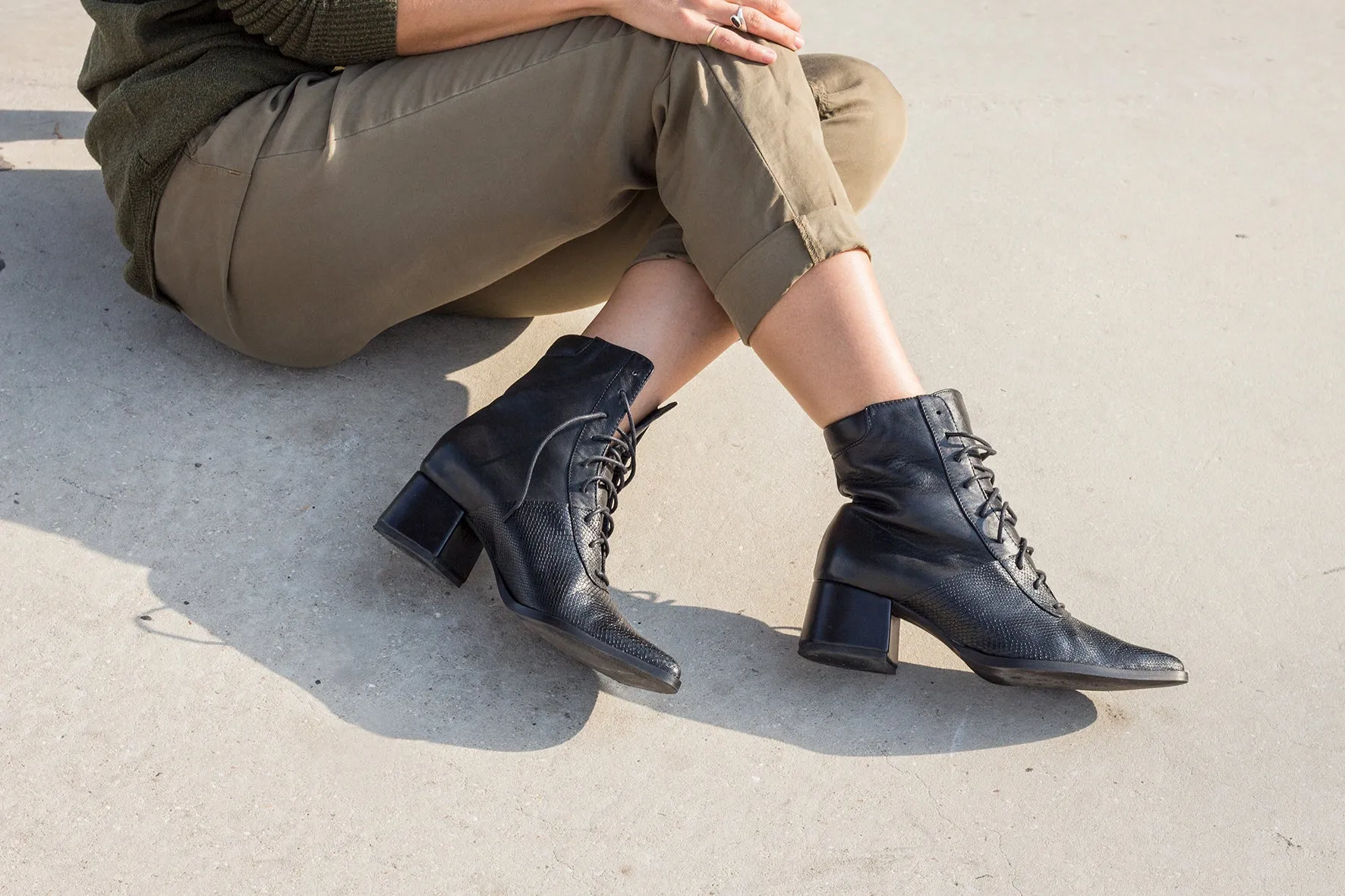 Quartz - Black Lace Up Boots