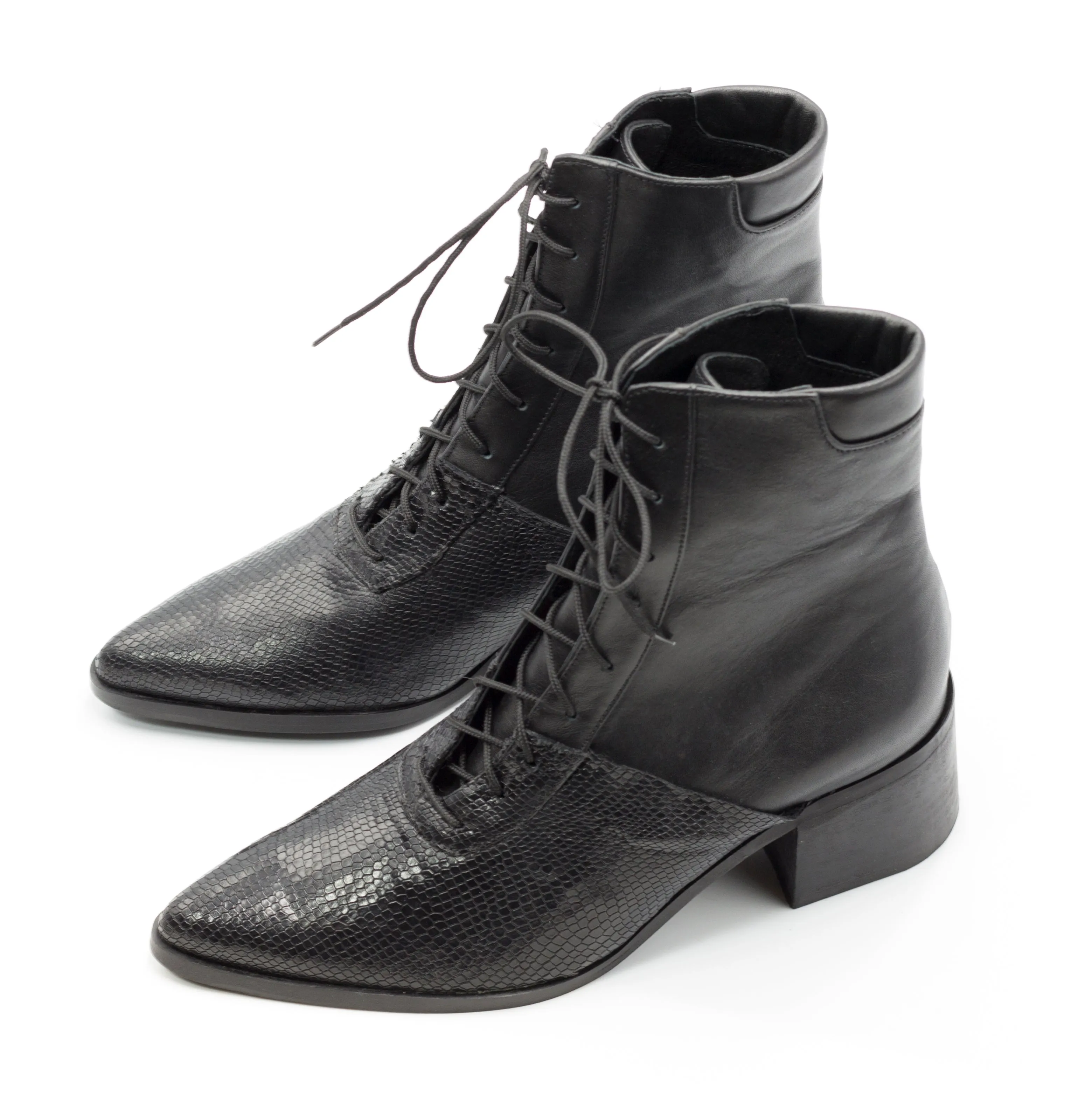 Quartz - Black Lace Up Boots
