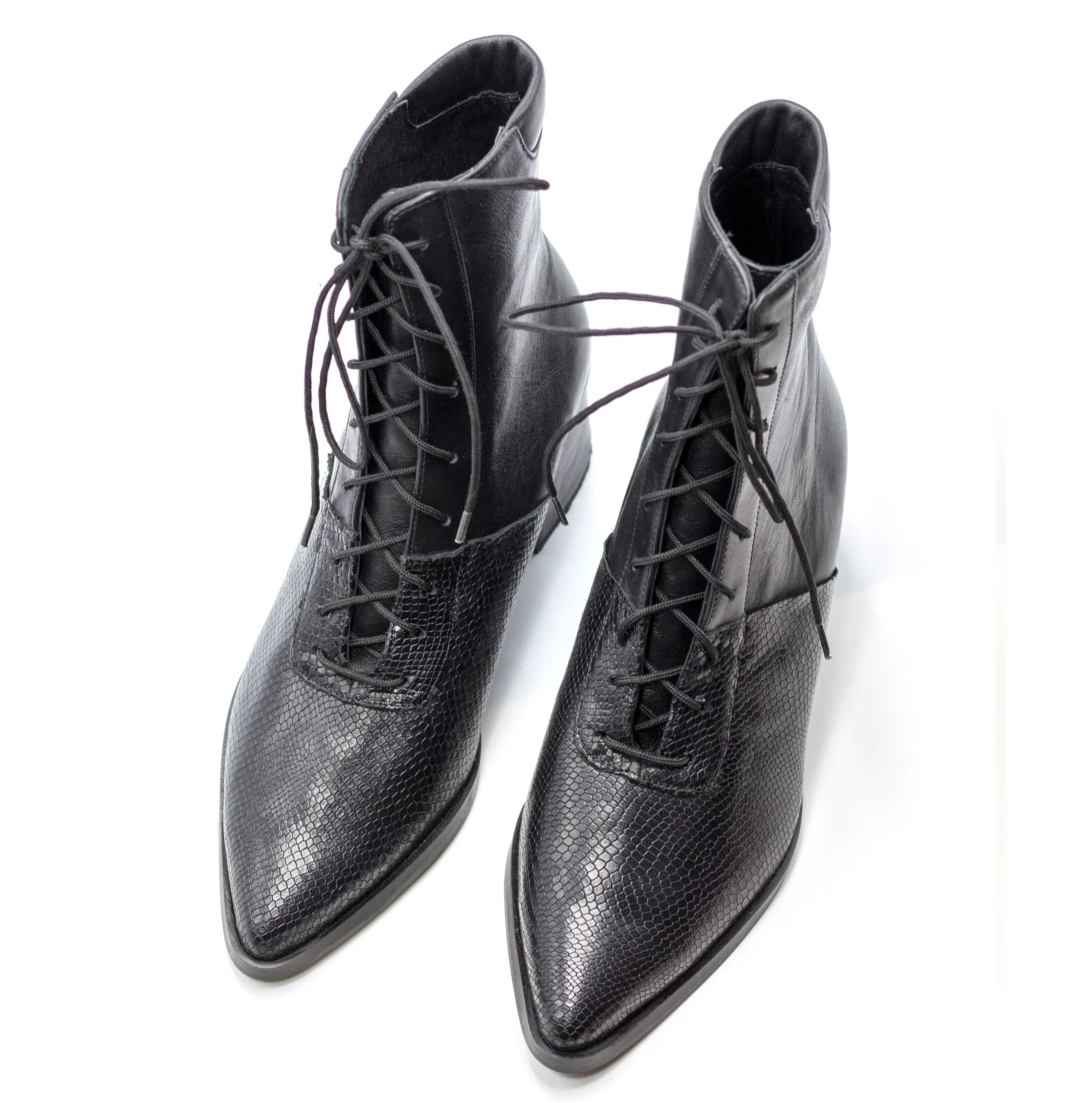 Quartz - Black Lace Up Boots