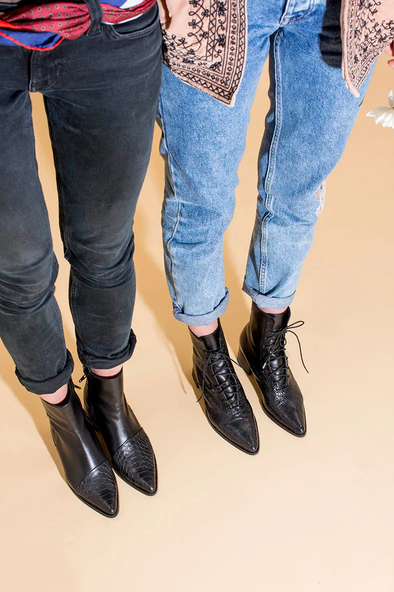 Quartz - Black Lace Up Boots