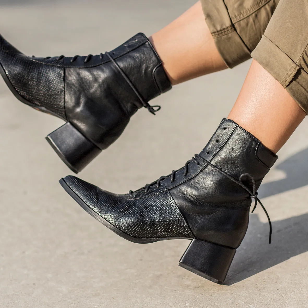 Quartz - Black Lace Up Boots