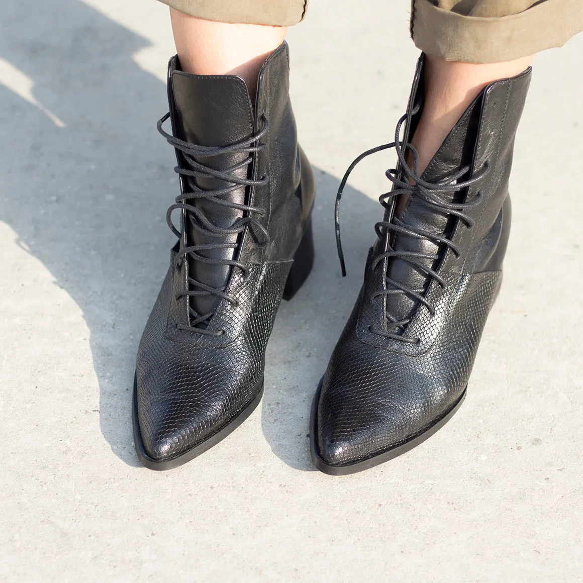 Quartz - Black Lace Up Boots
